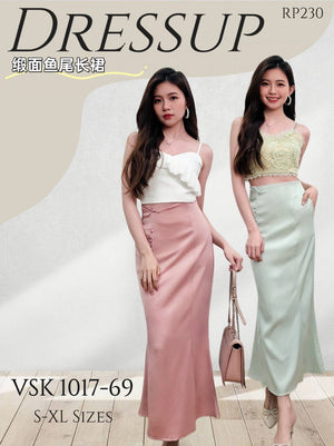 【补现货】🔥爆款新品🔥高品质气质缎面鱼尾半身长裙 RM19.90 Only🌸 （原价 RM69）