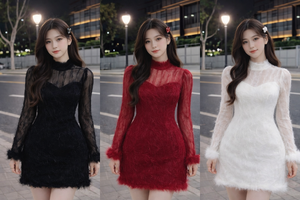 🔥黑卡独家爆款🔥高品质气质款毛毛连体裙 RM99 Only🌸 （1-N4）