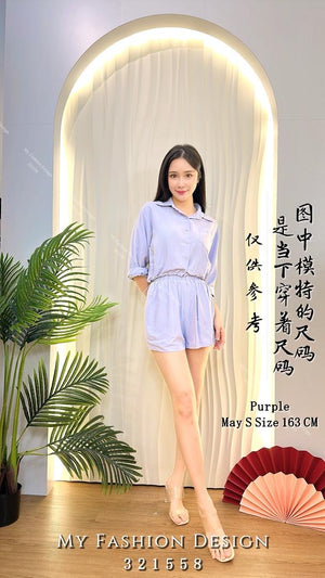 🔥爆款新品🔥高品质气质款衬衫套装 上衣 甲 短裤 RM59 Only 🌸 （原价 RM69 ）