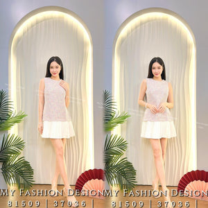 🔥爆款新品🔥高品质小香风拼接百褶连体裙 RM59 Only🌸 （原价 RM89 ）