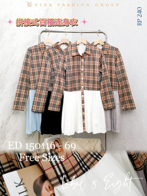 【补现货】🛍️爆款新品🛍️高品质格子拼接百褶连体裙 RM39.00 Only🌸（原价 RM69）