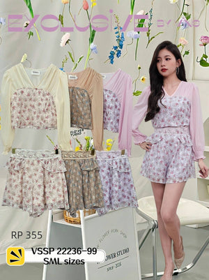 【补现货】🛍️爆款新品🛍️高品质气质碎花套装 上衣 ➕ 短裤 RM29.90 Only🌸（原价 RM99）