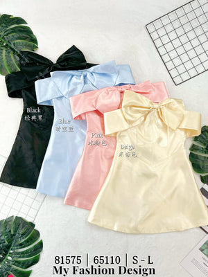 爆款爆款🔥 高品质一字领蝴蝶结连体裙 RM109 Only🌸（2-E3）