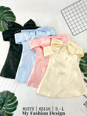 爆款爆款🔥 高品质一字领蝴蝶结连体裙 RM109 Only🌸（2-E3）