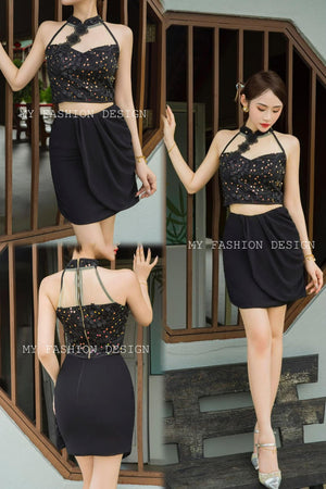 🏮MFD独家爆款🏮高品质气质款亮片旗袍套装 上衣 ➕ 裤裙 RM159 Only🔥（2-O3）