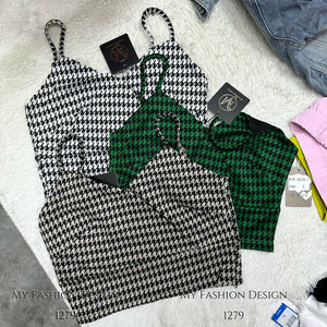 黑卡独家爆款❤️‍🔥 高品质千鸟格短版吊带上衣 RM59 Only🌸（1-B2）