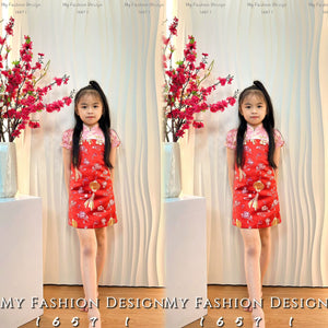金卡亲子系列🔥高品质提花女童旗袍连体裙 RM109 Only🌸(2-R4) (SH-D4)