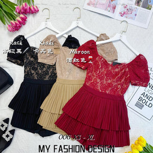 🔥黑卡独家爆款🔥高品质蕾丝拼接百褶连体裤裙 RM89 Only🌸（SH-D4）