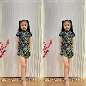 🔥金卡独家亲子系列🔥 高品质童装提花旗袍套装 上衣 ➕ 裤裙 RM89 Only🌸（1-C4）