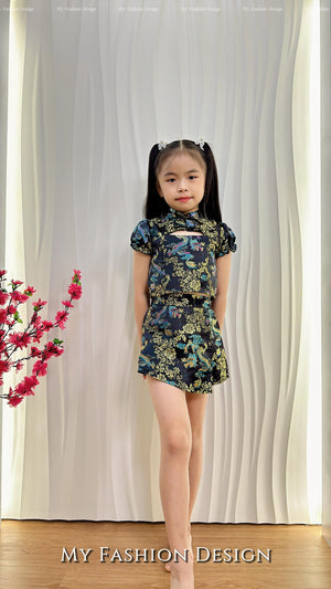 🔥金卡独家亲子系列🔥 高品质童装提花旗袍套装 上衣 ➕ 裤裙 RM89 Only🌸（1-C4）