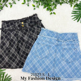 爆款新品🔥高品质高腰格纹牛仔裤裙 RM59 Only🌸（2-E3）