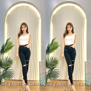 独家爆款❤️‍🔥 高品质高腰百搭破洞长裤 RM65 Only🔥（1-D4）