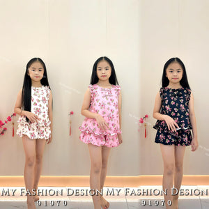 🧨黑卡独家爆款🧨高品质母女系列女童花花套装 上衣 ➕ 裤子 🪭RM89 Only🪭（1-J4）