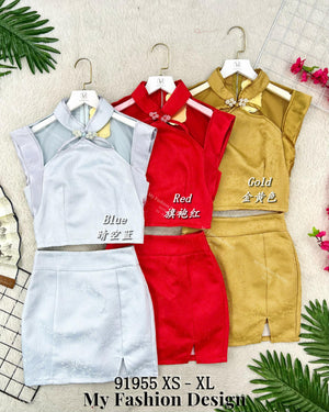 🧨金卡独家爆款🧨高品质气质款旗袍套装 上衣 ➕ 裤裙 RM129 Only🌸（1-D3）