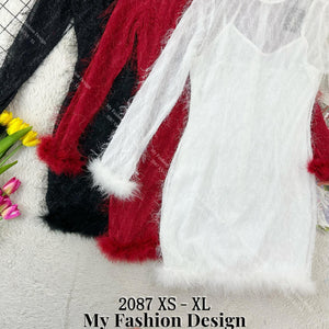 🔥黑卡独家爆款🔥高品质气质款毛毛连体裙 RM99 Only🌸 （2-J1）