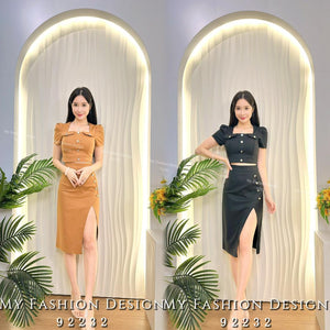 黑卡独家爆款❤️‍🔥高品质OL款锦棉套装 上衣 ➕ 裙子 RM109 Only🌸 （2-K2）