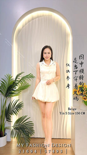 爆款新品🔥高品质镶钻领套装 上衣➕花苞裤裙 RM115 Only🌸(2-C3)