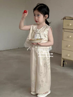 爆款新品🔥 高品质女童缎面旗袍三件套 RM99 Only🌸（1-N2）