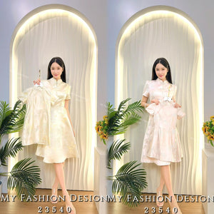 爆款新品🔥 高品质提花女童旗袍连体裙 RM89 Only🌸（2-T3）