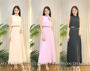 🔥MFD独家爆款🔥 高品质气质雪纺长裙套装 上衣 ➕ 长裙 RM129 Only🌸（2-L4）