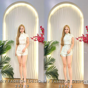 爆款新品🧧高品质气质款旗袍提花套装 上衣 ➕ 短裤 RM109 Only 🌸(2-T3)