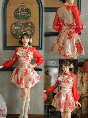 🏮MFD独家爆款🏮高品质女团款提花旗袍套装 上衣 ➕ 裤裙 RM149 Only🔥（1-I3）