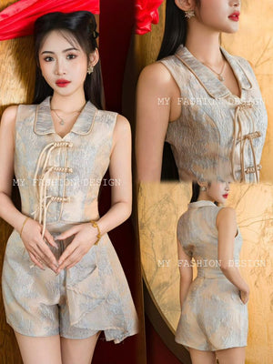 🏮MFD独家爆款🏮 高品质新中式休闲旗袍套装 上衣 ➕ 短裤 RM129 Only🔥（1-F2）