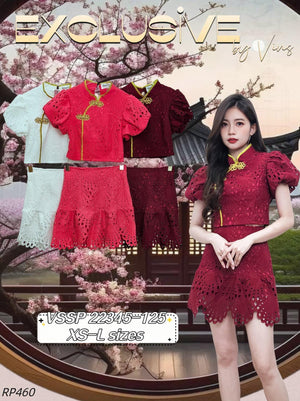 爆款新品🔥高品质钩花旗袍套装 上衣 ➕ 裤子 RM125 Only🌸（补现货）