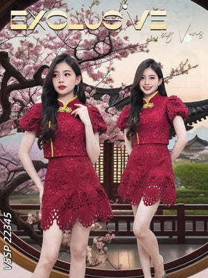 爆款新品🔥高品质钩花旗袍套装 上衣 ➕ 裤子 RM125 Only🌸（补现货）