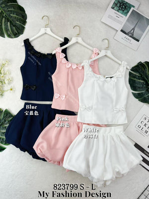 爆款新品🔥 高品质气质花苞华夫格套装 上衣 ➕ 裤裙 RM119 Only🌸（补现货）