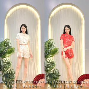 爆款新品🔥 高品质气质提花款旗袍套装 上衣 ➕短裤 RM109 Only🌸(2-D2)