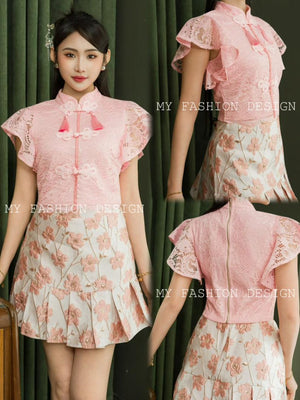 🏮MFD独家爆款🏮高品质蕾丝款旗袍套装 上衣 ➕ 裤裙 RM149 Only🌸（1-D3）