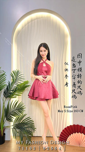 爆款新品🔥 高品质雪纺拼接挂脖款连体裤裙 RM89 Only🌸(2-W2)