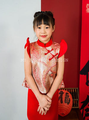 ⚠️预购⚠️🍊MFD独家亲子系列🍊高品质女童旗袍提花款套装 上衣 ➕ 裤裙 RM139 Only🔥