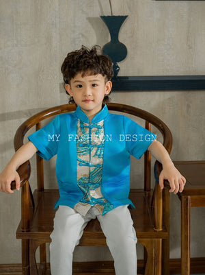 🍊MFD独家亲子系列🍊高品质男童提花拼接唐装上衣 RM129 Only🔥（1-C1）