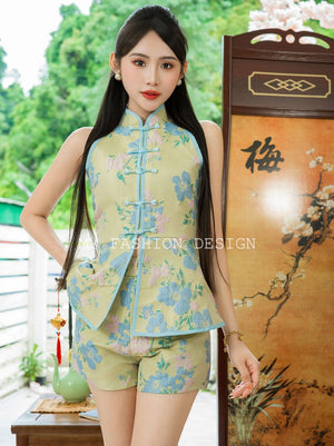 🏮MFD独家亲子系列🏮高品質cut in款旗袍套装 上衣 ➕ 短裤 RM169 Only🍊 （2-H3）