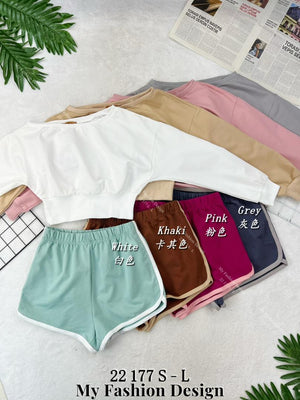 🔥新品抢先上架🔥高品质斜肩休闲棉质套装 上衣 ➕ 短裤 RM89 Only🌸 (1-B3)