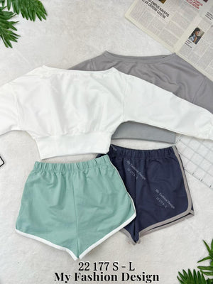 🔥新品抢先上架🔥高品质斜肩休闲棉质套装 上衣 ➕ 短裤 RM89 Only🌸 (1-B3)