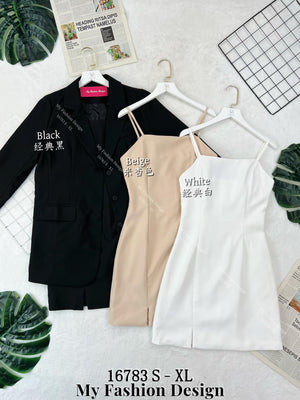 🔥新品抢先上架🔥高品质西装套装 外套 ➕ 连体裙 RM115 Only🌸 （原价 RM129 ）