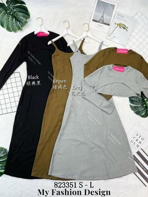 🔥新品抢先上架🔥高品质休闲款棉质两件套连体裙 RM69 Only🌸 （原价 RM89 ）(1-J3)