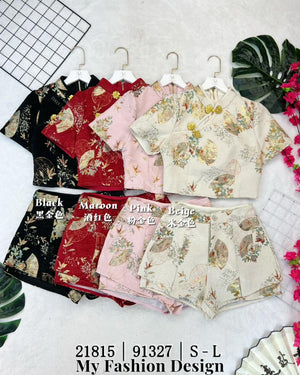 🔥新品抢先上架🔥高品质提花款旗袍套装 上衣 ➕ 短裤 RM119 Only🌸 (1-B3)