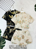 🔥新品抢先上架🔥高品质提花款旗袍套装 上衣 ➕ 短裤 RM99 Only🌸 （原价 RM119 ）(1-E3)