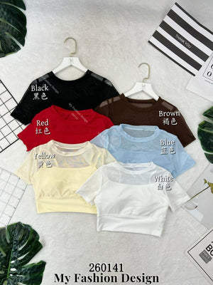 🔥新品抢先上架🔥高品质网纱拼接短版上衣 RM39 Only🌸 （原价 RM45 ）