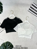 🔥新品抢先上架🔥高品质网纱拼接短版上衣 RM39 Only🌸 （原价 RM45 ）