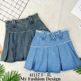 🔥新品抢先上架🔥高品质高腰牛仔百褶裤裙 RM59 Only🌸 （原价 RM69 ）