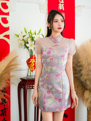 🍊MFD独家亲子款🍊高品质提花拼接网纱款旗袍连体裤裙 RM129 Only🔥 （1-I1）