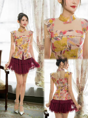 🔥MFD独家爆款🔥高品质提花款中式旗袍套装 上衣 ➕ 裤裙 RM149 Only🌸（原价 RM159 ）（1-I2）