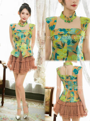 🔥MFD独家爆款🔥高品质提花款中式旗袍套装 上衣 ➕ 裤裙 RM159 Only🌸（1-B2）