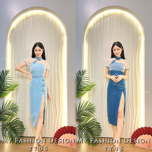 🔥爆款新品🔥高品质牛仔款旗袍连体裙 RM109 Only🌸（1-M2）