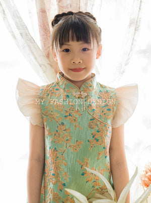 🍃MFD独家亲子系列🍃高品质女童提花旗袍连体裙 RM109 Only☁️（2-P4）